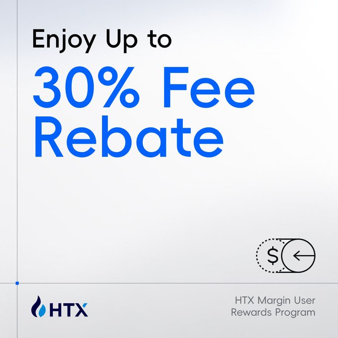 This image shows a poster or flyer promoting a Margin Trading program by HTX. The poster has a blue background with white text that includes information about the benefits of using HTX for margin trading and the advantages of being a member of their program, which aims to make trading more accessible and less intimidating for users.