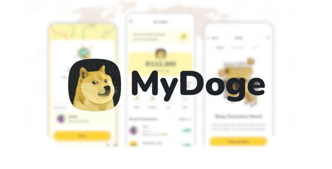 The image features a logo for a website called MyDoge, which has a yellow dog icon at its center. The background of the image is white with some text written in black font that reads "MyDOGE issues a warning about phishing websites and emails targeting users." Below this message, there are three cell phones displayed on the screen, each showing different messages or images related to MyDoge. One phone displays an email address, while another shows a website link. The third phone has a picture of a dog icon along with some text that reads "Focus on what is in the image and how it relates to the post."