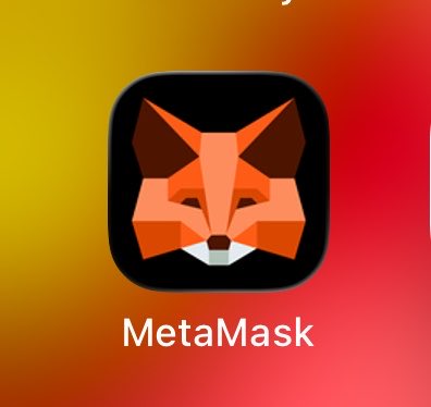 App icon for MetaMask, featuring the geometric fox head logo on a colorful gradient background.