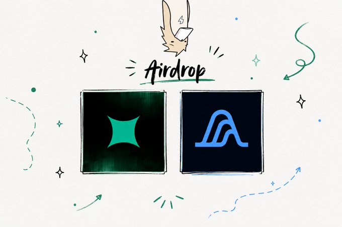 A hand-drawn "Airdrop" graphic with a green diamond/twinkle icon and a blue stylized "A" logo suggests a token distribution event tied to perpetual DEX projects, aligning with the post's speculation that Variational and Extended could TGE together and ignite a new perpdex meta.