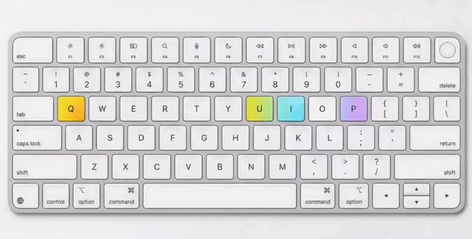 The image features a white keyboard with colorful keys that stand out against its background. The keyboard has a unique design, with each key being colored differently from one another. This creative approach to keyboards can be seen as an example of @quipnetwork's focus on what is in the image and how it relates to their post about Quantum computing. Instead of simply discussing the concept of Quantum computing or its applications, they have chosen a visually appealing and distinctive design for their keyboard that captures attention and sparks curiosity.