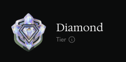 A glowing crystal "Diamond" Tier badge with the text "Tier 1" beside it, signifying the user's achievement of continuing their Diamond tier status from season 0 into season 1 on Arcus.