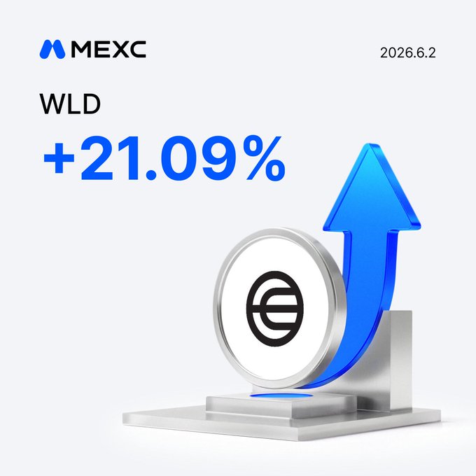 The image features a silver figurine of a coin, which appears to be either a silver disc or a gold plate with an euro symbol etched onto it. It's placed on top of a metal stand, giving it a prominent position within the scene. The object also includes text elements such as "WLD" and "21.09% Trade now mexc.com/exchange/WLD". In this context, the image is related to an advertisement or promotional material for Bitcoin. It's designed to attract attention by showcasing the coin figurine alongside a visually appealing and relevant illustration of the coin's symbol and the text elements associated with it.
