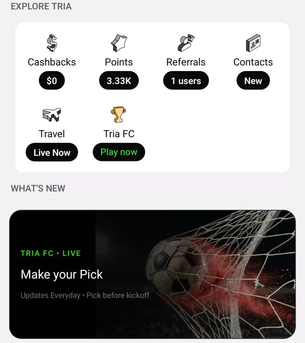 The image shows a screenshot of a mobile app with a soccer ball at its center. The app contains various game-related information, such as a list of points, followers, users, new rewards, contests, and connections. In the description below the app's interface, there is text about "Taking Your Pick" and an update to the app that was posted on the TriaFTCommons.