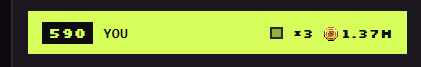 A green profile banner showing the username '590 YOU' with an Ethereum wallet address displaying '1.37 H' (Ethereum balance).
