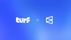 A blue gradient banner displaying logos for 'turf' and another project separated by a plus sign.