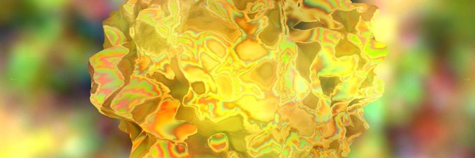 A vibrant, liquid-like abstract form with swirling yellow, green, and pink hues against a blurred colorful backdrop, embodying the generative, fluid aesthetic of the "alpha" collection by @zacxbt. The image's melting, organic textures mirror the experimental, vibe-coded nature of Zac's web3 creative work.