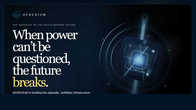 The image shows a poster with a blue background featuring an illustration of a black mirror. The poster has text that reads "When power can't be questioned, the future breaks." Below this text, there are three bullet points explaining the concept behind the poster's design.