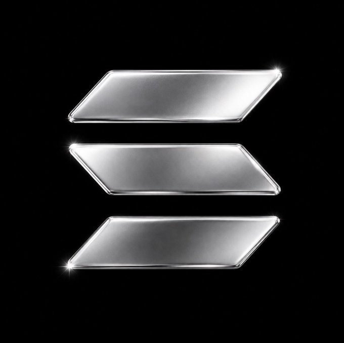 Three blank, metallic silver chevron arrows pointing to the right, vertically stacked against a solid black background with star-like glints on their corners.