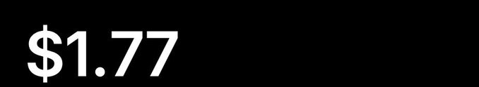 The simple text '$1.77' displayed in white against a black background.