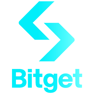 The Bitget logo is displayed, featuring the brand name "Bitget" in cyan text beneath a stylized double-chevron symbol, representing the cryptocurrency exchange behind the newly deployed rTokens on Arbitrum.