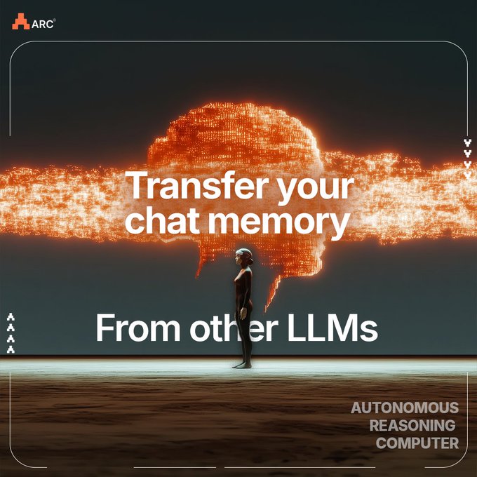 In this image, a person stands alone in an open field with a computer screen behind them displaying a message about transferring data using an automatic memory bank system. The text "Transfer your chat memory" suggests that users can easily transfer their files into an automated memory bank instead of manually managing and organizing their data. This system allows for the creation of an endless storage capacity, ensuring that all uploaded files are stored securely on decentralized storage platforms likeARC drive.