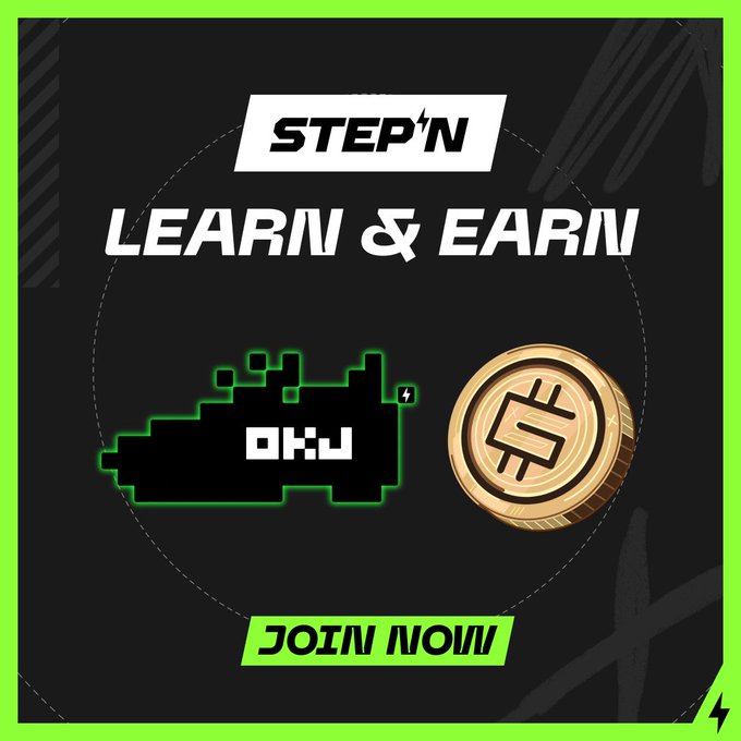 In the image, there are two coins - a gold coin and a black coin with a white "S" on it. The text above them reads "Step'n Learn & Earn", and below them, there's an arrow pointing towards the coins. The phrase "JOIN N now!" is also present in the image. This suggests that the participants who have received their lucky coins should join the learning and earning program immediately to take advantage of these special prizes.