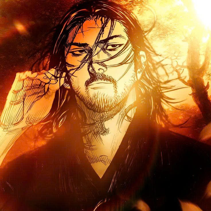 The image shows a man wearing a black outfit posing against an orange background with yellow light shining through his hair. The man has long dark hair, and he is holding something up to his face. In front of him, there's a tree-like object that gives the impression of a branch spreading out from it. 

The caption of the post reads "Good morning rise and grind It' s a brand new tuesday staying consistent, staying hungry, and staying with @perx_trade , @NomismaNetwork , and @quipnetwork let's turn those plans into big results". This message seems to be about setting goals for the day or focusing on achieving them.