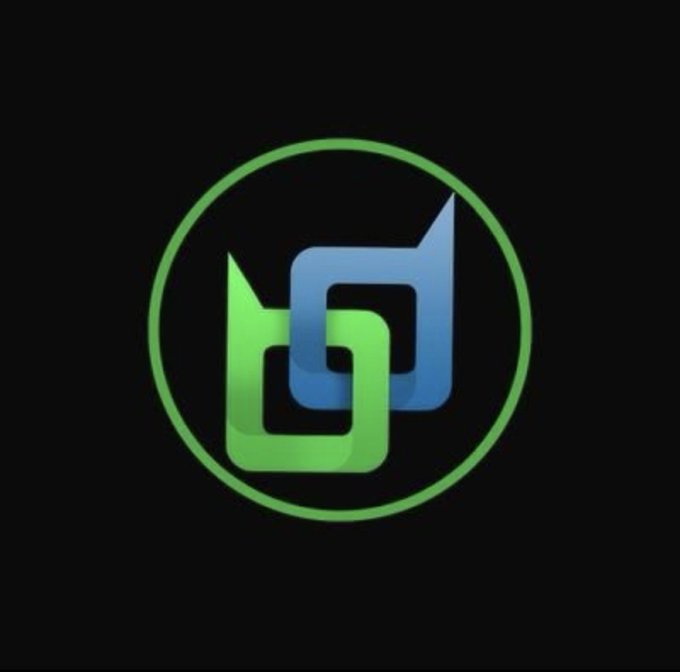 A logo featuring two interlocking chain links, one green and one blue, enclosed in a green circle against a black background.
