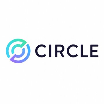 The image displays the Circle logo featuring a circular gradient design in green, purple, and blue hues, alongside the text "CIRCLE" in bold dark lettering. This logo corresponds to Circle, the issuer of the USDC stablecoin mentioned in Morgan Stanley's downgrade that cut the price target to $38 due to slower USDC growth.