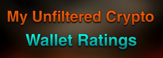The image features a banner with text that reads "My Unfiltered Crypt Wallet Ratings" written in orange and blue colors. The background of the image is black, which contrasts with the vibrant colors used for the text.