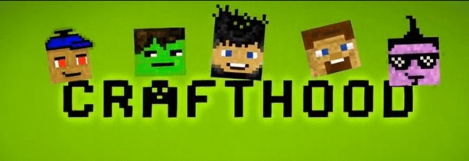 The image displays the "CRAFTHOOD" logo, featuring five pixelated Minecraft-style character heads against a bright green background, likely serving as branding for an NFT mint. The accompanying message promotes an upcoming 4pm mint deadline, creating urgency for potential collectors.