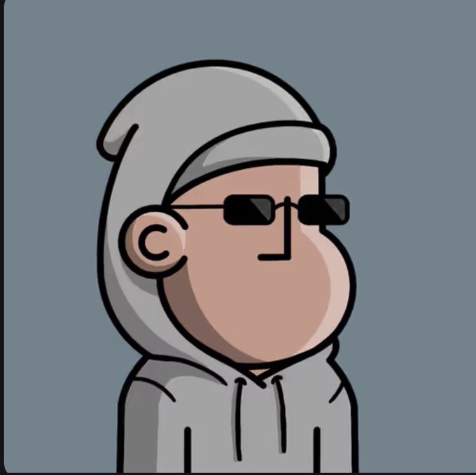 A cartoon-style illustration of a faceless character wearing a gray hoodie and black sunglasses against a muted blue background. The post suggests that generic "NPC" personas like this anonymous, expressionless figure are freely available for use or adoption.