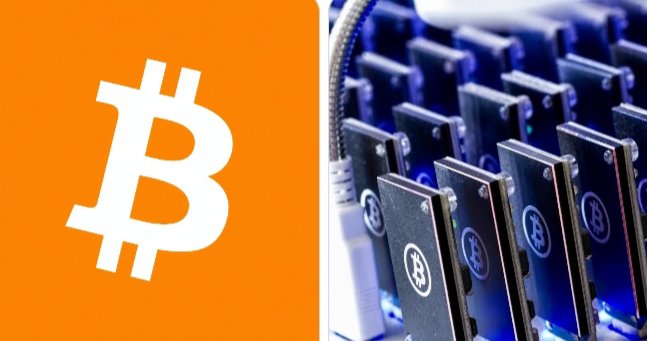 The Bitcoin logo (₿) is displayed alongside rows of cryptocurrency mining hardware, illustrating the ongoing mining process as Bitcoin approaches its 21 million supply cap with over 20.07 million BTC already mined.