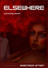 An album or single cover titled 'ELSEWHERE - connecting stories' by ANASTASIA NATART, featuring a red-tinted image of a woman with red hair looking over her shoulder.
