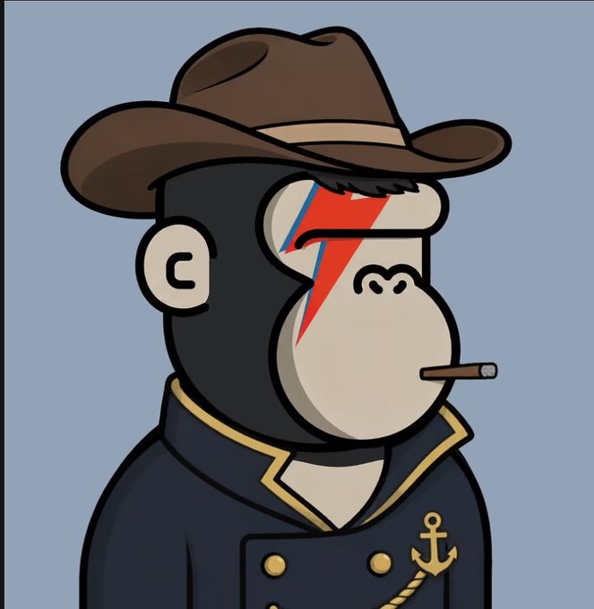 The image features a cartoon depiction of a monkey wearing a hat and jacket with an anchor pin on his coat. The monkey appears to be smoking a cigarette while dressed as a pirate or sailor. The caption below the image reads "Had to get couple of these Dope art Who knows, maybe the next npc".