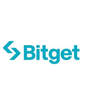 The image shows the Bitget logo, featuring the company name in teal text next to a stylized arrow symbol. The logo is directly relevant to the post, as it represents the cryptocurrency exchange that reportedly suffered a $350 million hack, contributing to the nearly $2 billion in total losses from crypto hacks in 2026.