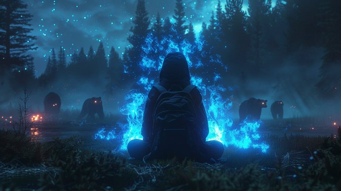 The image features a person sitting in front of a forest, with a group of bears in the background. The person has a backpack next to them, suggesting they might be a traveler or adventurer. The bears are also wearing backpacks, indicating that they may have been through similar experiences and understand the importance of being prepared for any situation. The post seems to be promoting a sense of calmness and resilience during challenging times, as if the person is taking a deep breath and continuing their journey despite the bear market conditions.

The image also includes a reference to "Dash has calmly persevered through bear market after bear market." This phrase suggests that the person in the image is able to maintain composure and continue forward, regardless of the challenges they may face during their travels or adventures. The bears' presence adds an element of danger and unpredictability to the scene, emphasizing the importance of being prepared for any situation while exploring the outdoors.
