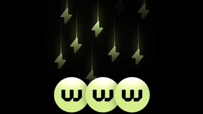 Three yellow emoji-like spheres with 'w' faces are shown falling with lightning bolts on a black background.