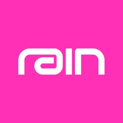 A minimalist logo design with the word 'rein' in white stylized lettering on a bright pink background.