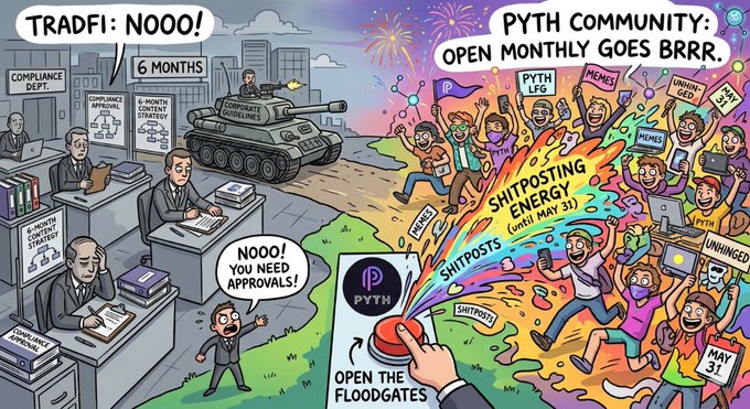 A cartoon illustration of a protest scene features a group of people holding signs and banners, with a large tank on the left side and a "No" sign above it, while a "Floodgate" sign is displayed below.