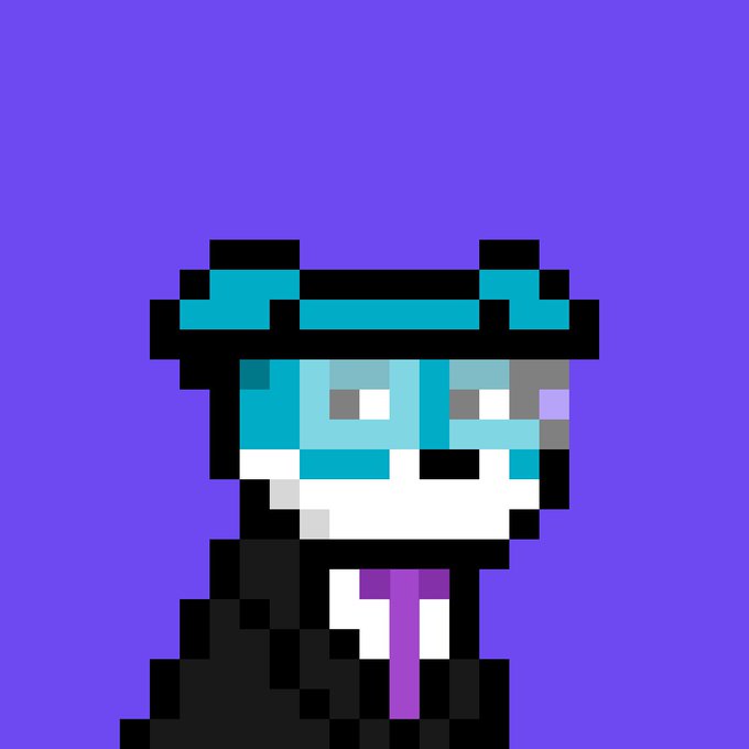 A pixel art character with a teal baseball cap, white face, and purple tie stands against a purple background, illustrating the post's message that style and confidence outweigh the size of one's cap.