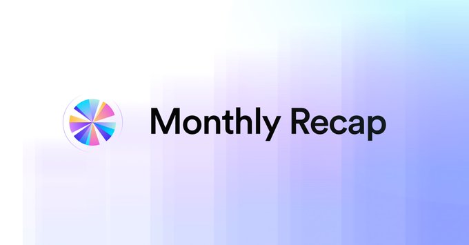 A graphic with a colorful circular logo and the text "Monthly Recap" in bold black lettering, set against a soft gradient background of purple and light blue hues. It serves as the header for the Sky Ecosystem's August Recap, introducing key updates including Grove Basin's first onchain transaction, expanded SKY buybacks under Stage 2, Osero's app launch, Spark's experience upgrade, and Sky Frontier Foundation's Q2 Insights Call.