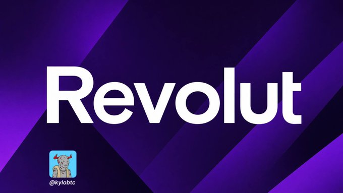A purple graphic displays the 'Revolut' logo with a small character icon and the handle '@kylobtc' at the bottom.