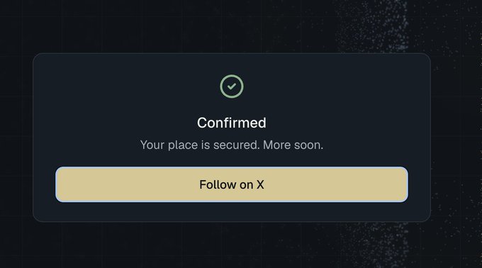 A dark confirmation screen displays a green checkmark with the text "Confirmed" and "Your place is secured. More soon," along with a "Follow on X" button. This image relates to the Skew Trade airdrop post by visually confirming successful participation and a secured spot for users who completed the waitlist signup process.