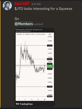 The image shows a screenshot of a trading platform, specifically a stock chart with a price graph displayed. The chart has a green line indicating the current price of a stock, which is $JTO (Japanese yen). The text in the image reads "Another Banger In Our Server @TheAlphaLab_ $JTO 40% in a single Day". This message seems to be related to the trading platform or the stock chart displayed.