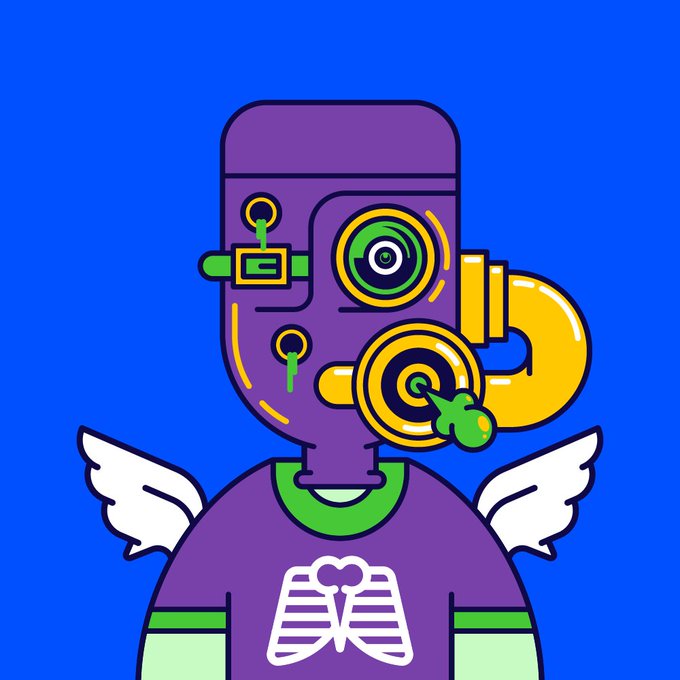 The image features a cartoon character with wings and a purple shirt that has a heart design on it. The character appears to be wearing a mask or a face covering, which adds an element of mystery to their appearance. The background color of the image is blue, providing a contrast to the colorful elements in the foreground. There are two separate reward pools running at the same time, with one pool being labeled "@Appreciators_IO" and the other being named "let me break down exactly what is on the table in this @Appreciators_IO campaign because most people are only looking at half the picture". The character's position in the image suggests that they might be a creator or an artist, as their unique appearance and the context of the reward pools indicate.