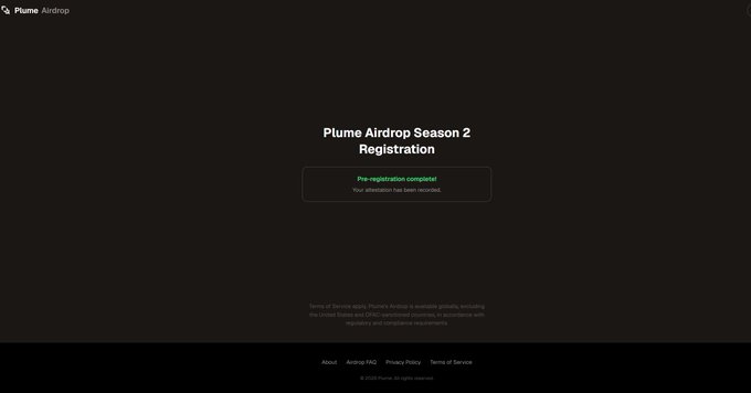 The image shows a webpage for a registration page for a streaming platform called Plume Network SS2. The website has a black background with white text that displays the registration deadline for the upcoming season, which is 27/5/2021. There are also details about the registration process and instructions on how to register.