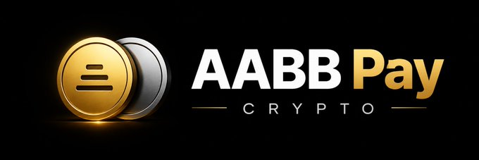 The image displays the "AABB Pay Crypto" logo featuring gold and silver coins with an equals sign, representing the AABB crypto platform. It visually supports the announcement of "AABB Flow," the platform's new token swap engine designed to streamline transactions for AABBG and AABBS tokens.