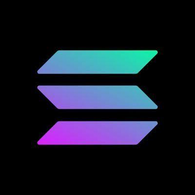The image shows the Solana logo—three stacked horizontal bars in gradient colors of teal/green, blue, and purple—set against a black background. The logo visually reinforces the post's focus on $SOL (Solana), the cryptocurrency referenced in the giveaway claim instructions.