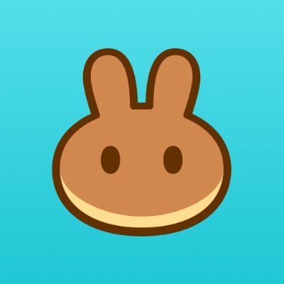 A simple cartoon illustration features a smiling brown bunny-like face with two long ears against a bright cyan blue background.
