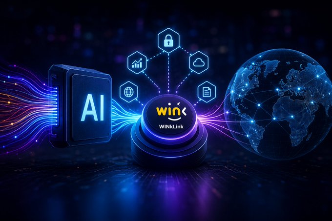 The image features a computer screen with various icons related to artificial intelligence (AI) such as a globe, a button labeled "AI", and a keyboard. The background of the image is dark blue, which contrasts with the lighter colors used for the AI icons. The text in the image reads "AI Can Create. Oracles Make It Trustworthy. In today's digital economy, content is no longer the hard part." This message emphasizes the role of AI in modern society and how it can be utilized to create valuable content or generate intelligent systems.
