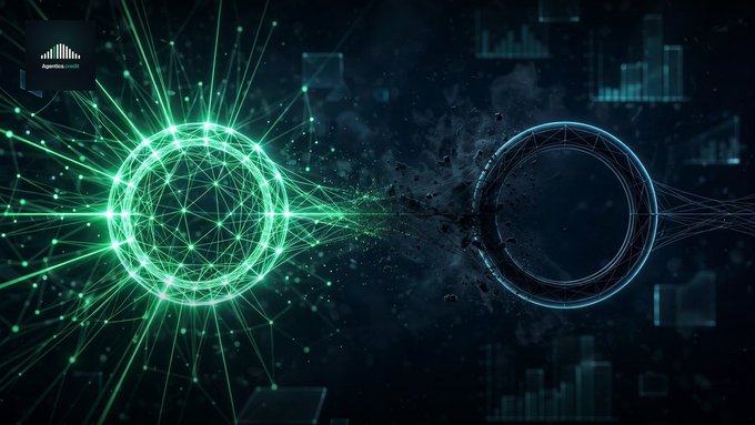 A digital graphic with a dark blue background features two glowing circular designs — one green and one blue — connected by network lines, with the 'Argentina Uncut' logo in the top left corner.