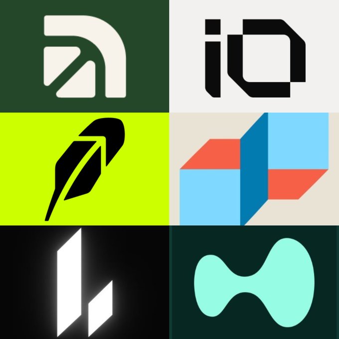 A 3x2 grid displaying six cryptocurrency project logos, including Arcus (green), IQ (black/white), a feather/leaf design (lime green), a 3D cube design (blue/red), Lighter (black with white logo), and a green blob-like logo (lime green on dark background), corresponding to the projects mentioned in the Perp Smart Multi farming strategy thread.