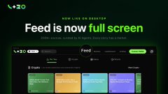 A promotional graphic announcing that VIZO's Feed is now full screen, showcasing the new desktop layout featuring categories like X Posts, Crypto, News, and Other, with an "Upgrade to PRO" button visible. The image aligns with the post by highlighting VIZO's enhanced PC interface for trading news-driven insights.