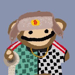 A pixel art illustration depicts a character wearing a beanie with a dollar sign symbol, a checkered scarf, and a light blue patterned shirt against a gray background.