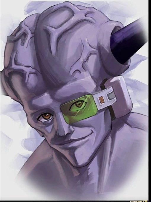 Digital artwork featuring a close-up of an anime character with a brain-like exposed head texture and a green digital visor covering one eye with the number '04'.