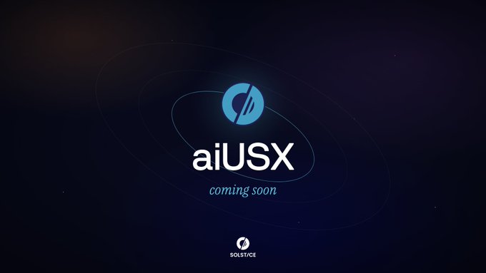 The image features an advertisement for a new product called "aiUSX" with a blue background and white text. The text reads "AiUSX coming soon", indicating that the product will be available soon. The image also includes a logo of a planet, which is part of the company's branding strategy to create a connection between their product and space exploration themes.