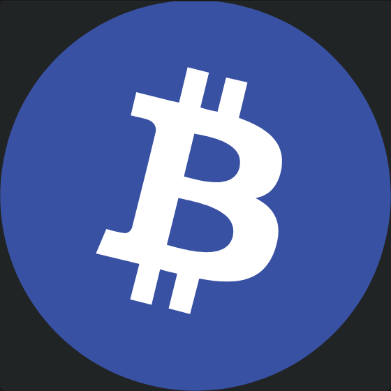 The Bitcoin (₿) logo, a white stylized 'B' with two vertical strokes on a blue circular background.
