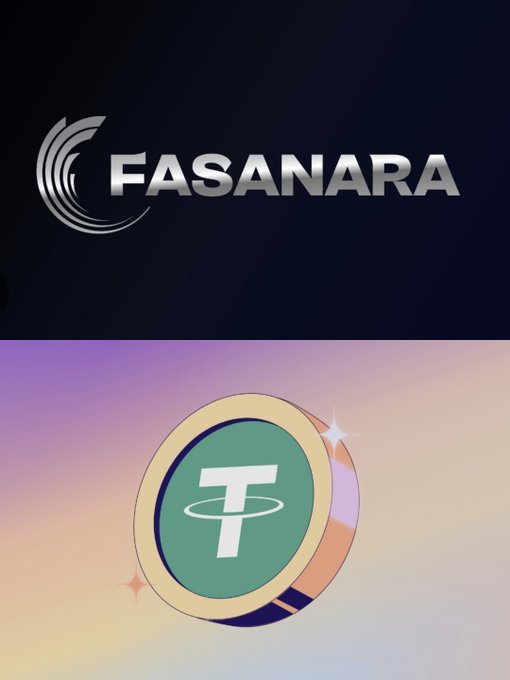 A promotional graphic showing the Fasanara logo on a dark background at the top and a 3D illustration of a Tether (USDT) coin at the bottom.